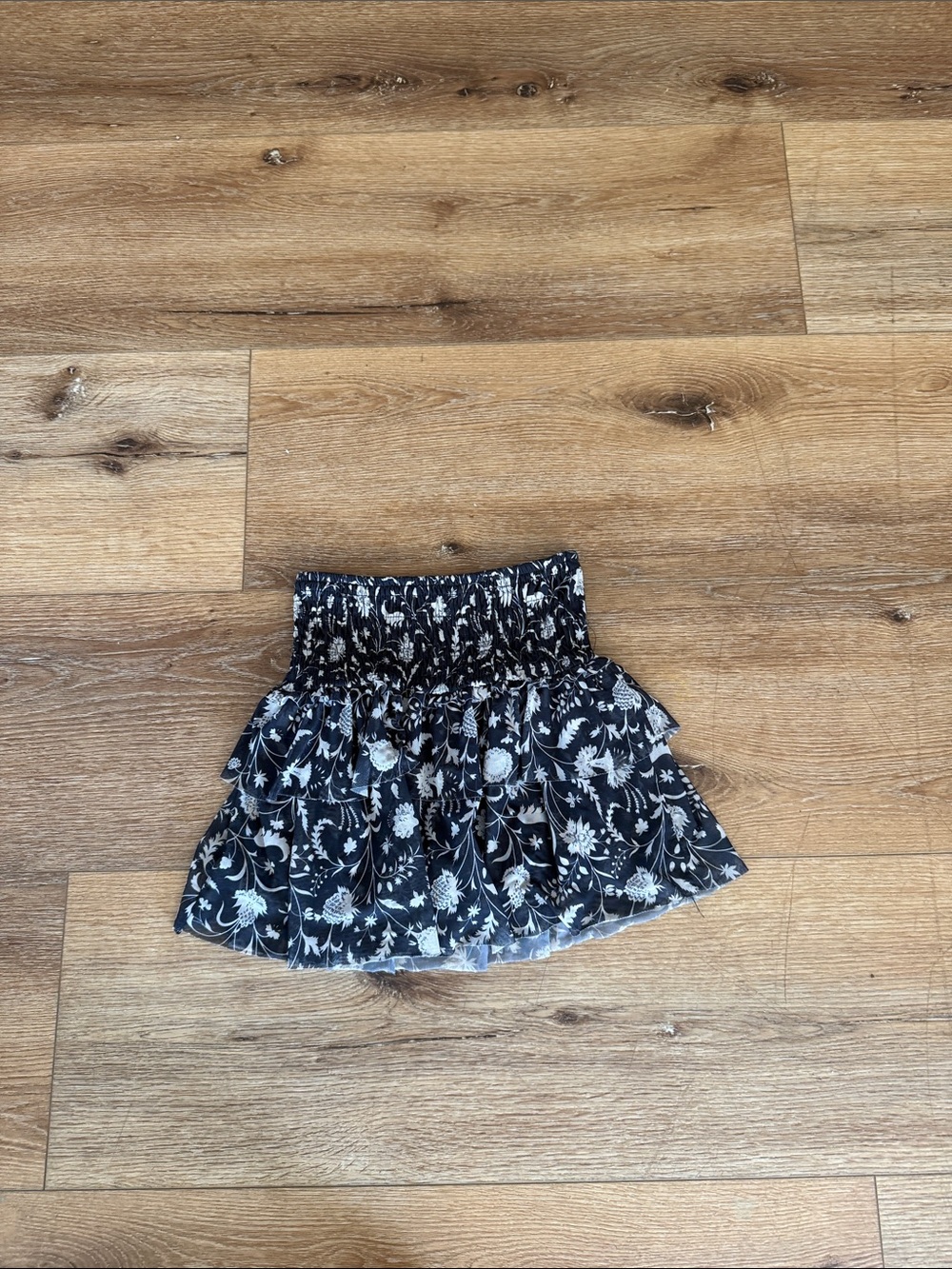 Black Floral Tiered Mini Skort -girls